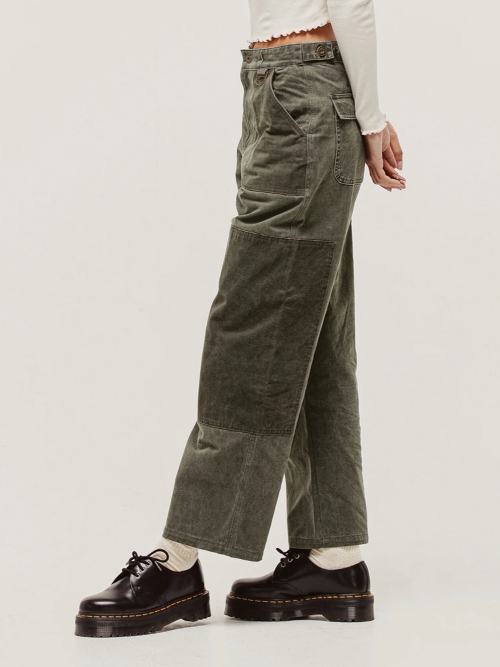 Boot-Cut Corduroy Jeans in Olive Green - Picture 2 of 6